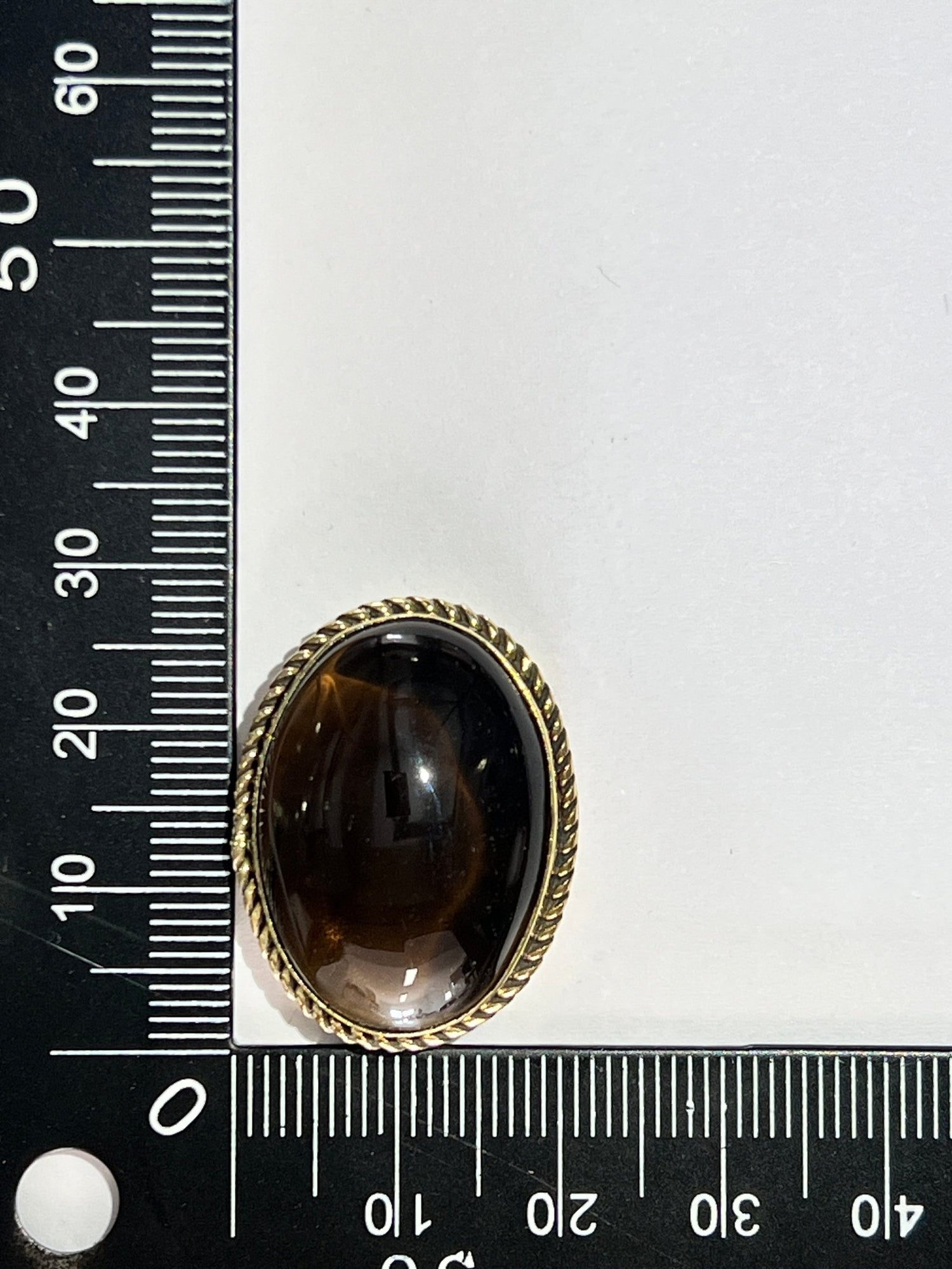 Quartz Fumé sertie doré n°D2 (2,8cm x2,1cm) - Solyluna Macramé