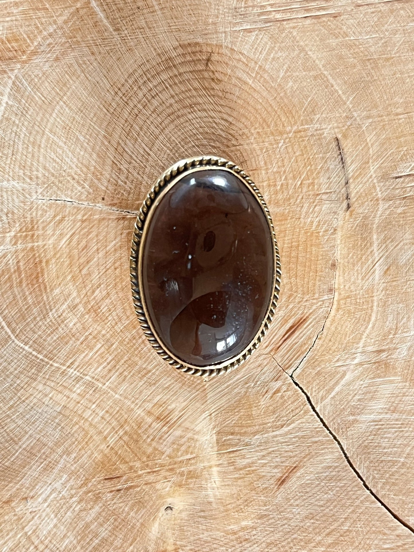 Quartz Fumé sertie doré n°D4 (2,9cm x1,9cm) - Solyluna Macramé