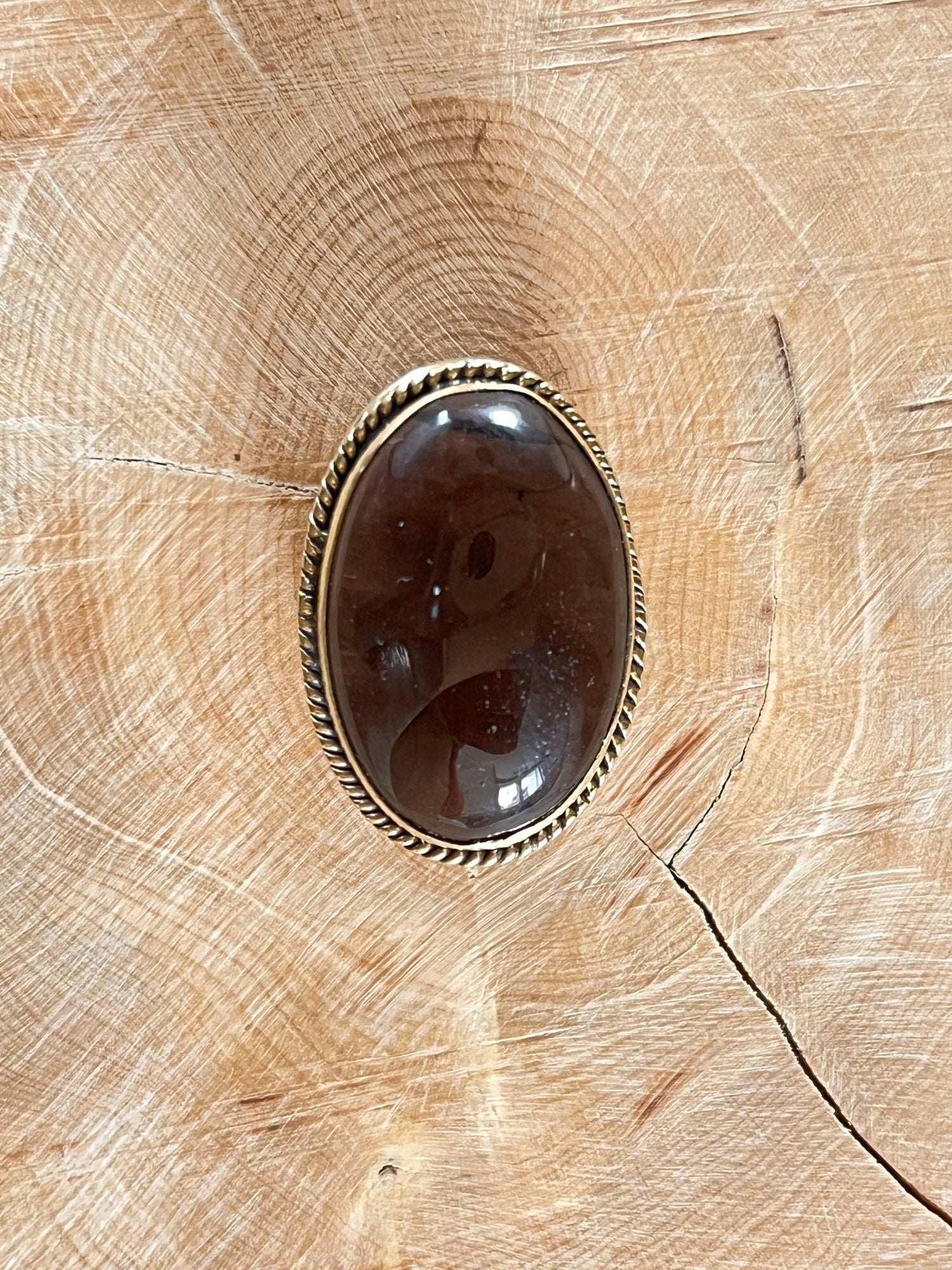 Quartz Fumé sertie doré n°D4 (2,9cm x1,9cm) - Solyluna Macramé