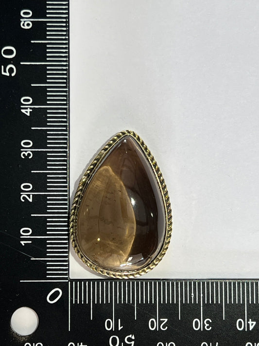 Quartz Fumé sertie doré n°D4 (3,5cm x 2,4cm) - Solyluna Macramé