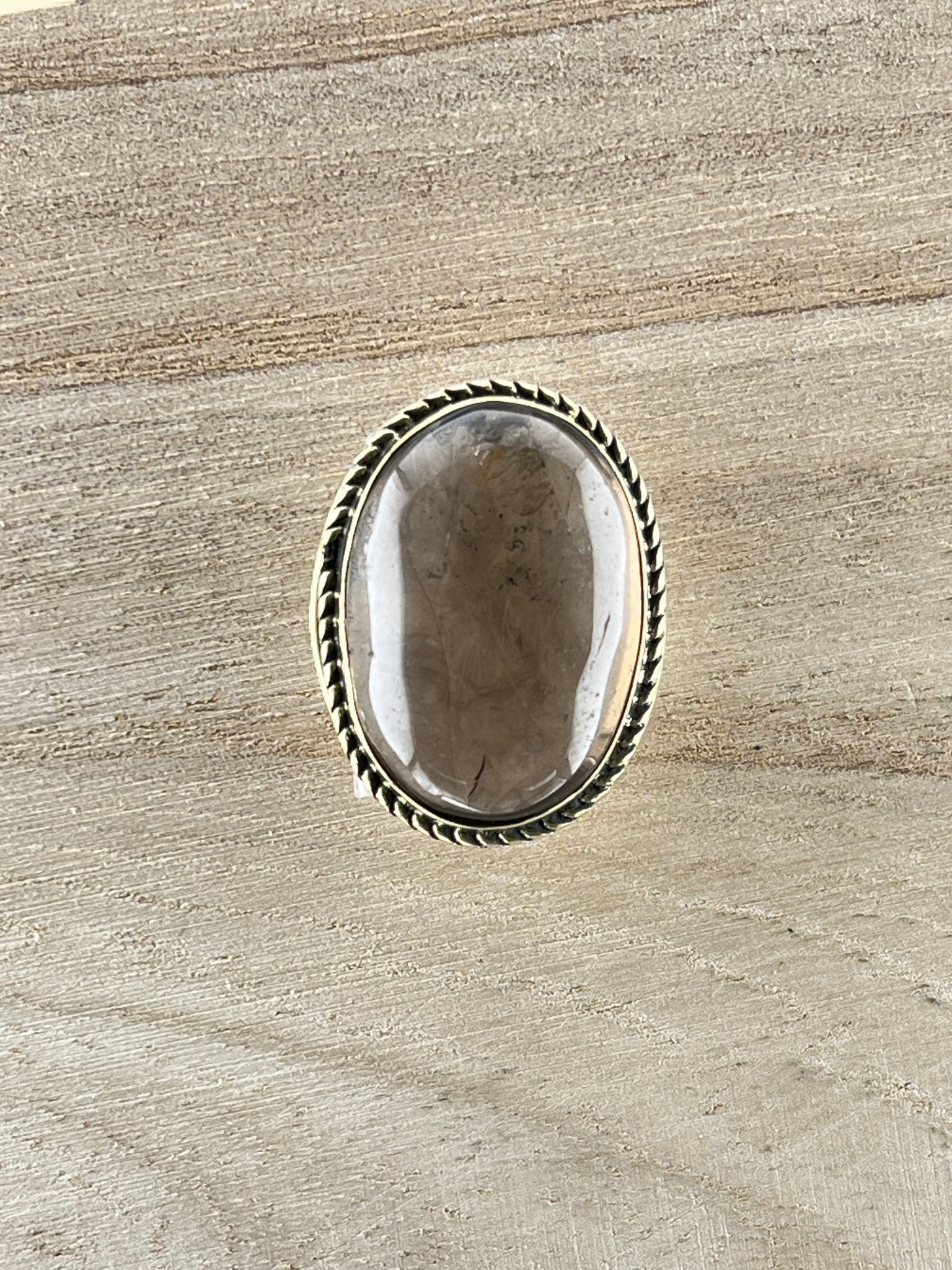 Quartz Fumé sertie doré n°D5 (2,8cm x 2,3cm) - Solyluna Macramé
