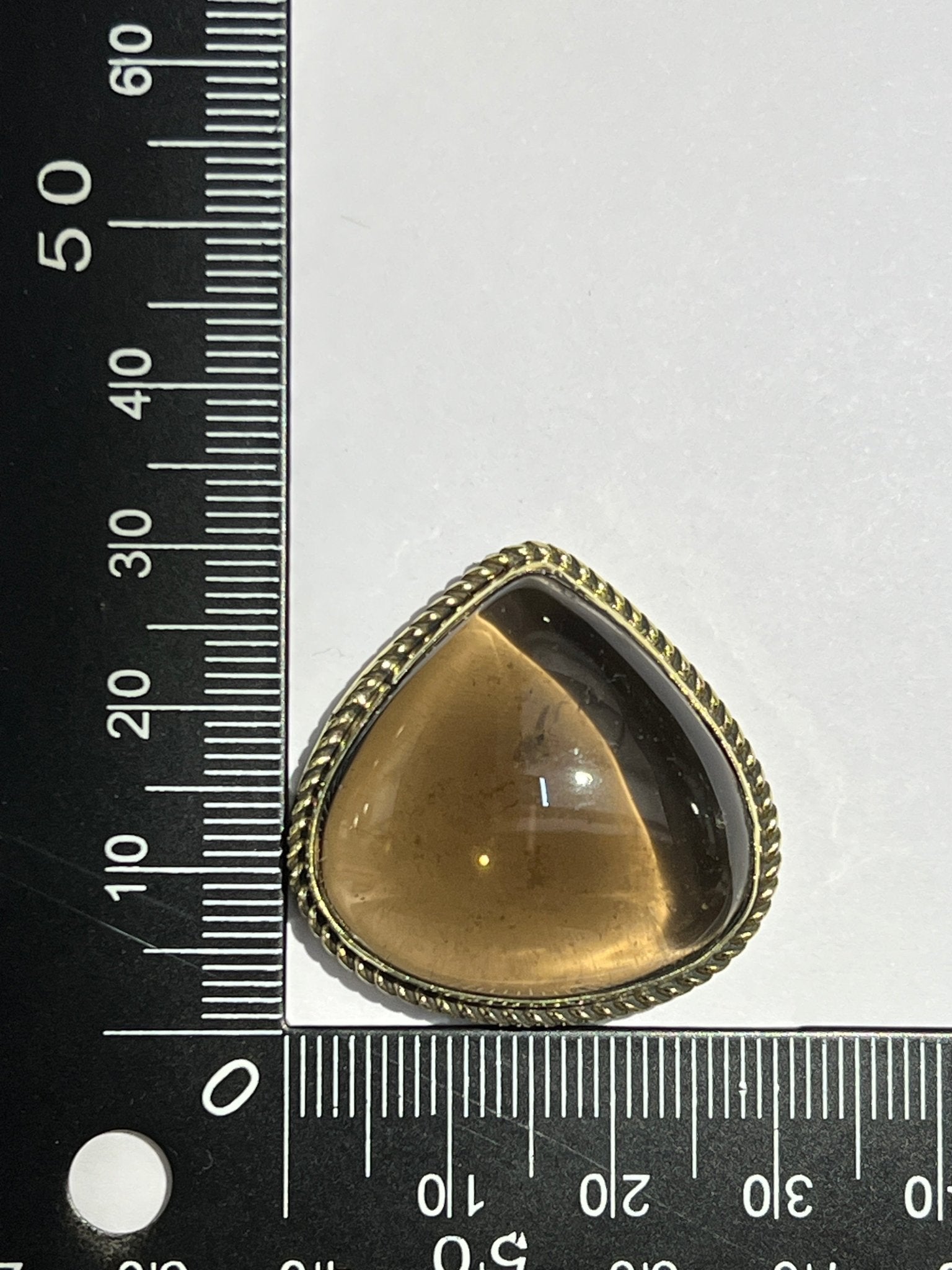 Quartz Fumé sertie doré n°D5 (3cm x 3cm) - Solyluna Macramé