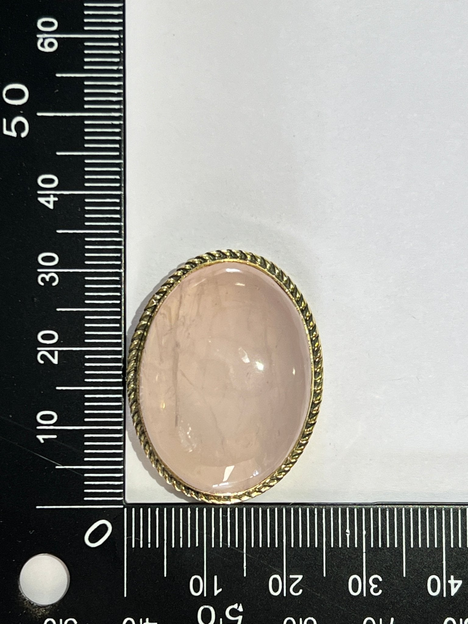 Quartz Rose sertie doré n°D1 (3,2cm x 2,6cm) - Solyluna Macramé