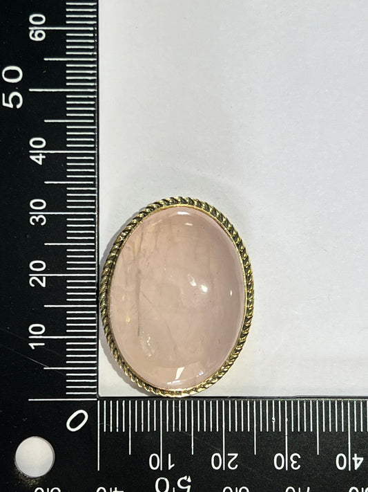 Quartz Rose sertie doré n°D1 (3,2cm x 2,6cm) - Solyluna Macramé