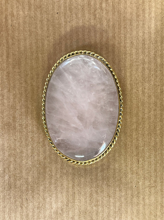 Quartz Rose sertie doré n°D1 (4cm x 2,9cm) - Solyluna Macramé
