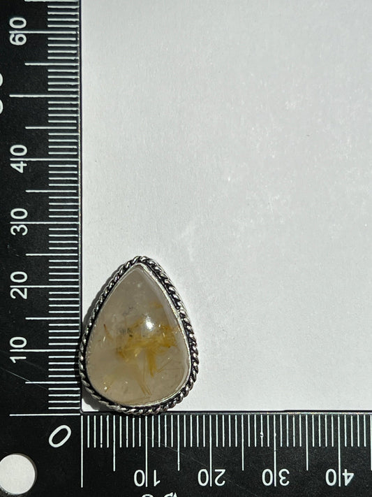 Quartz Rutile sertie argenté n°A5 (2,4cm x1,8cm) - Solyluna Macramé