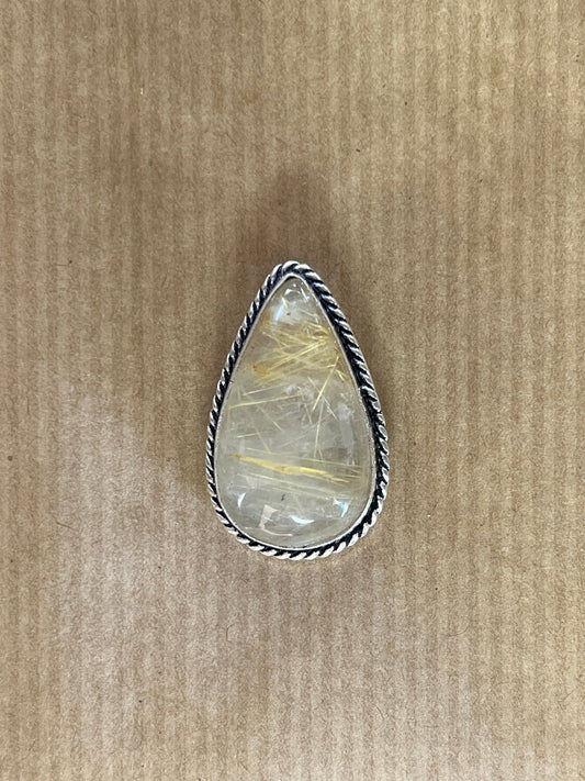 Quartz Rutile sertie argenté n°A1 (2,9cm x 1,7cm) - Solyluna Macramé