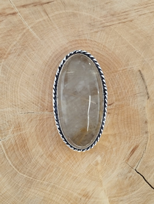 Quartz Rutile sertie argenté n°A2 (3,1cm x 1,7cm) - Solyluna Macramé