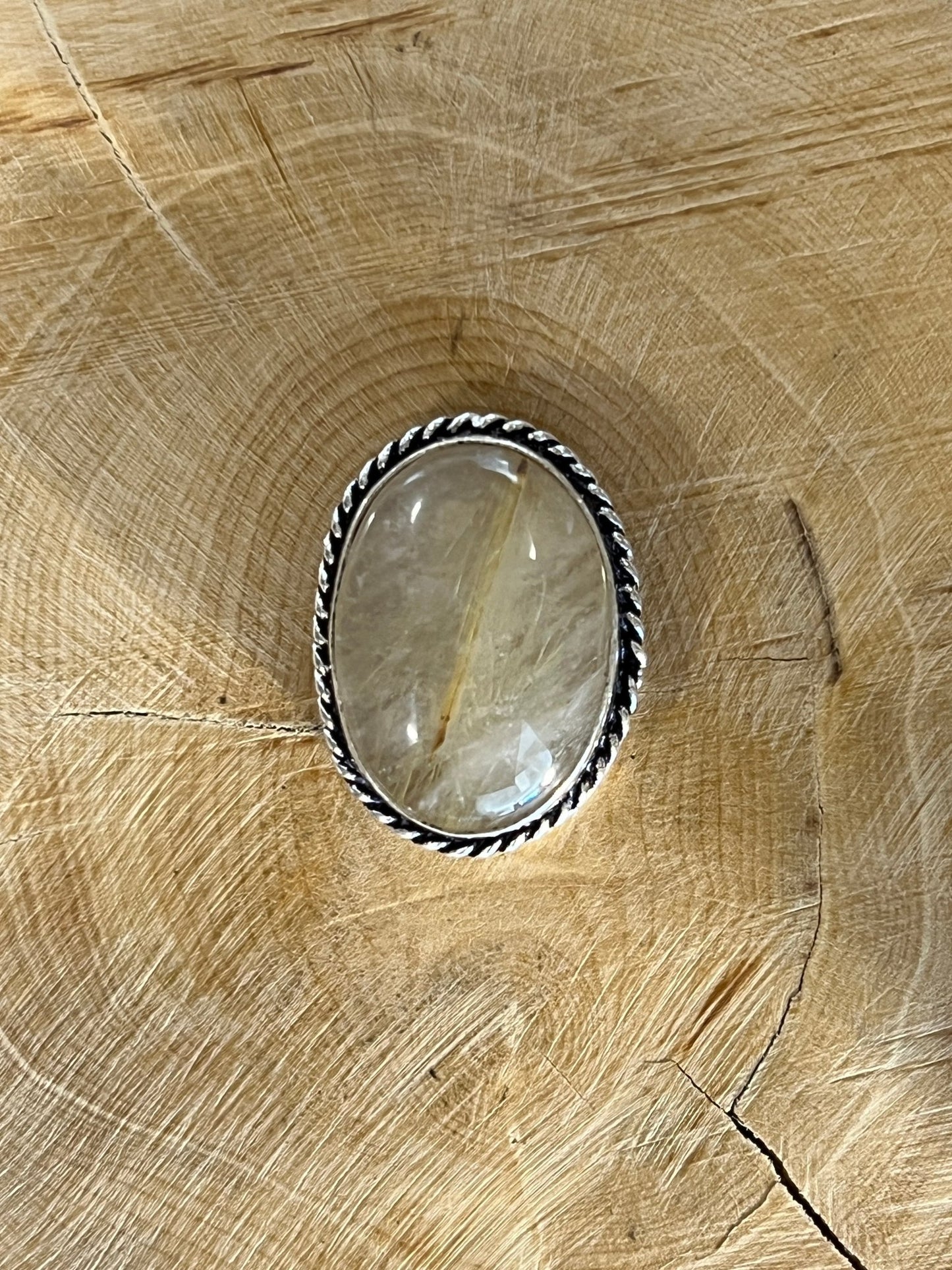Quartz Rutile sertie argenté n°A3 (2,3cm x 1,7cm) - Solyluna Macramé