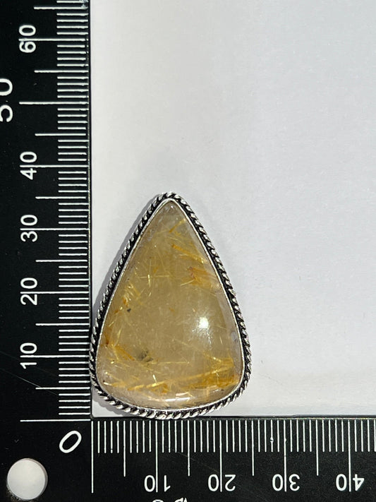 Quartz Rutile sertie argenté n°A3 (2,5cm x 2,5cm) - Solyluna Macramé