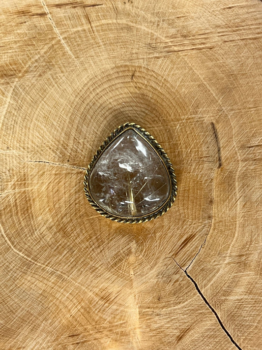 Quartz Rutile sertie doré n°D1 (2,2cm x 2cm) - Solyluna Macramé