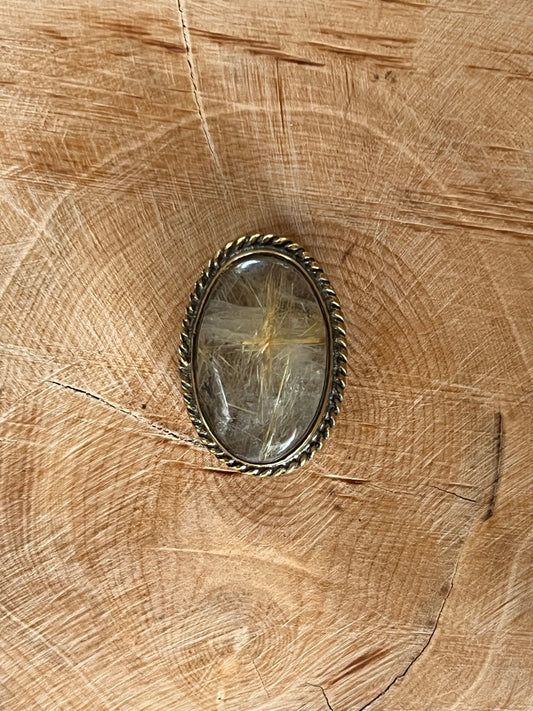 Quartz Rutile sertie doré n°D2 (2,2cm x 1,5cm) - Solyluna Macramé