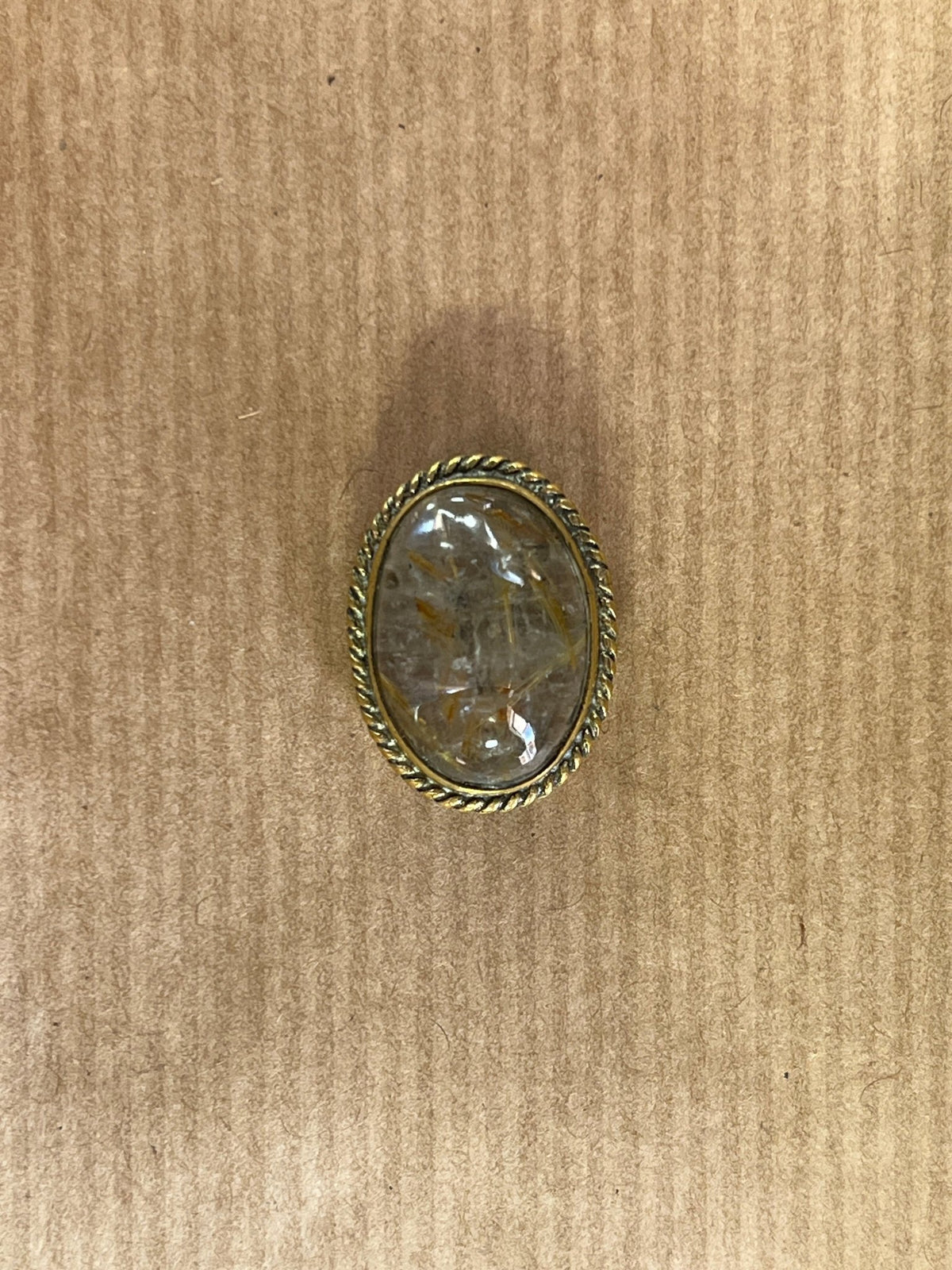 Quartz Rutile sertie doré n°D3 (2,1cm x 1,6cm) - Solyluna Macramé