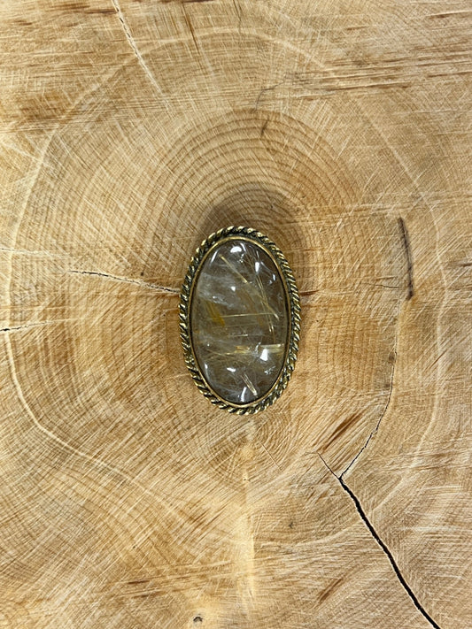 Quartz Rutile sertie doré n°D4 (2,3cm x 1,5cm) - Solyluna Macramé