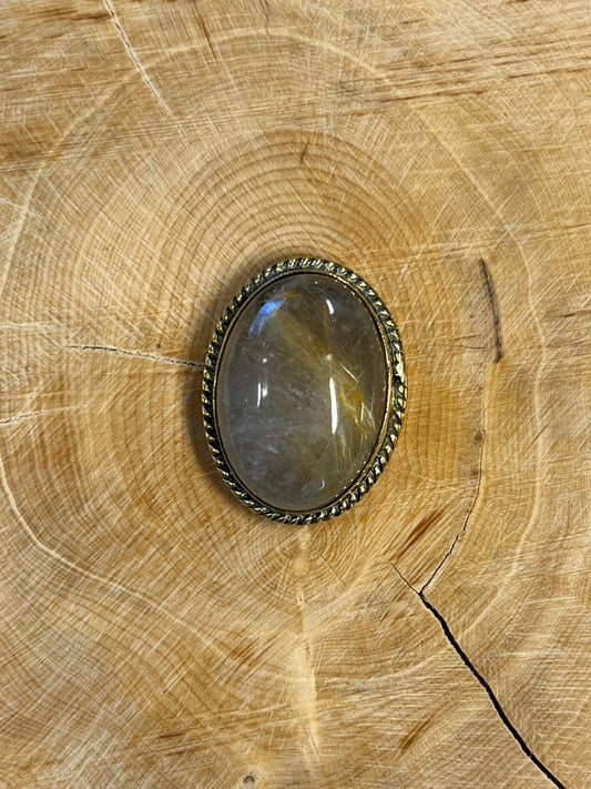 Quartz Rutile sertie doré n°D4 (2,6cm x 2cm) - Solyluna Macramé