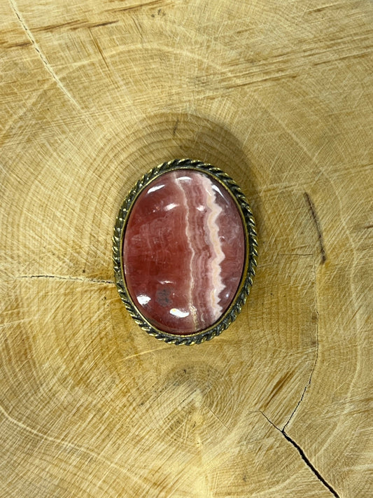 Rhodochrosite sertie doré n°D5 (2,5cm x 2cm) - Solyluna Macramé