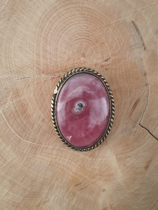 Rhodochrosite sertie doré n°D5 (2,6cm x 2cm) - Solyluna Macramé