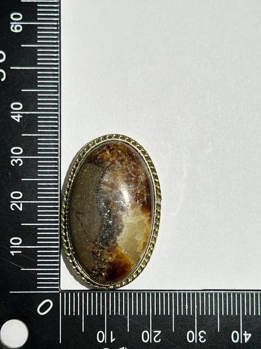 Septaria jaune sertie doré n°D3 (3,5cm x 2,1cm) - Solyluna Macramé