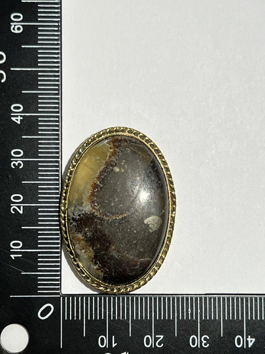 Septaria jaune sertie doré n°D4 (3,7cm x 2,4cm) - Solyluna Macramé