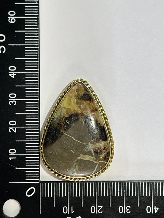 Septaria jaune sertie doré n°D2 (3,7cm x 2,7cm) - Solyluna Macramé