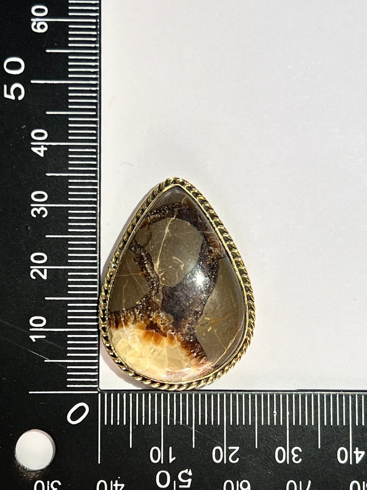 Septaria jaune sertie doré n°D3 (3,8cm x 2,5cm) - Solyluna Macramé