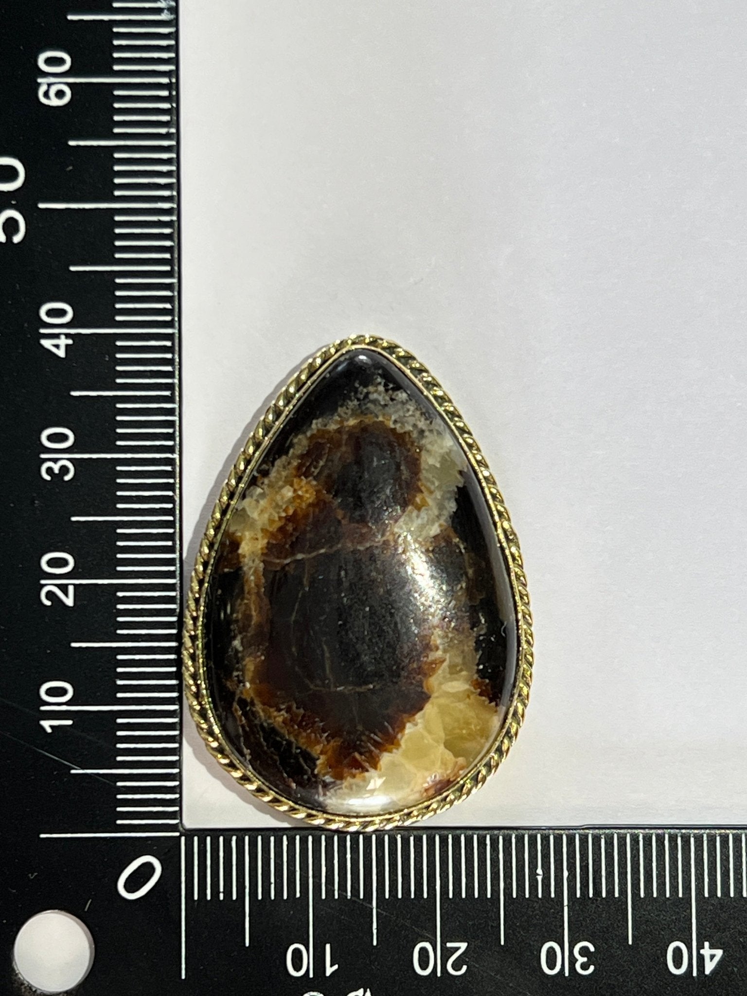 Septaria jaune sertie doré n°D5 (3,9cm x 2,7cm) - Solyluna Macramé