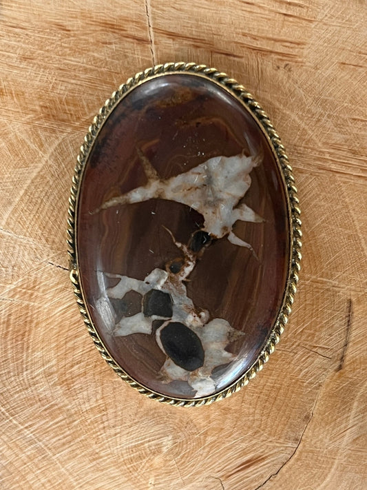 Septaria Noire sertie doré n°D1 (3,9cm x 2,3cm) - Solyluna Macramé