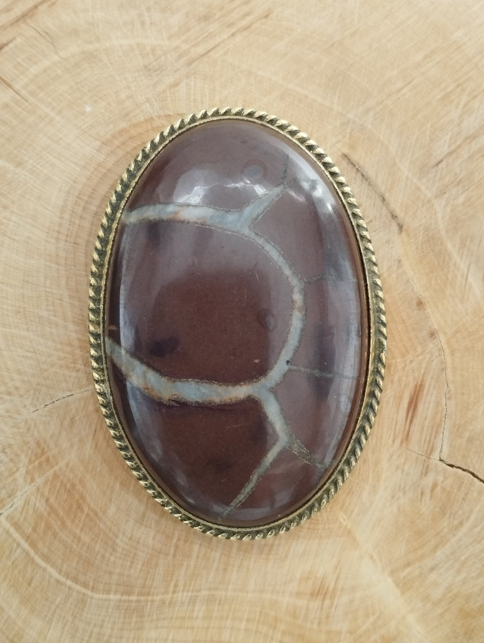 Septaria Noire sertie doré n°D1 (4,3cm x 3cm) - Solyluna Macramé