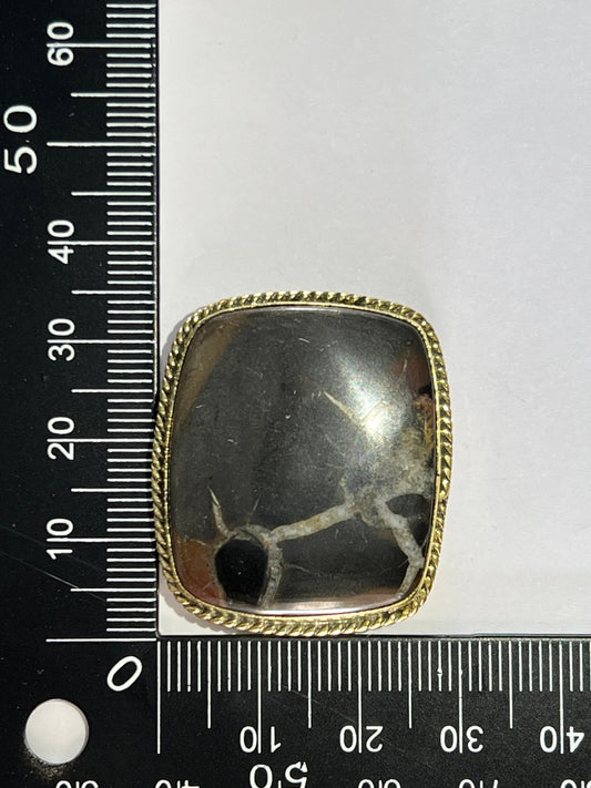 Septaria Noire sertie doré n°D2 (3,4cm x 2,9cm) - Solyluna Macramé