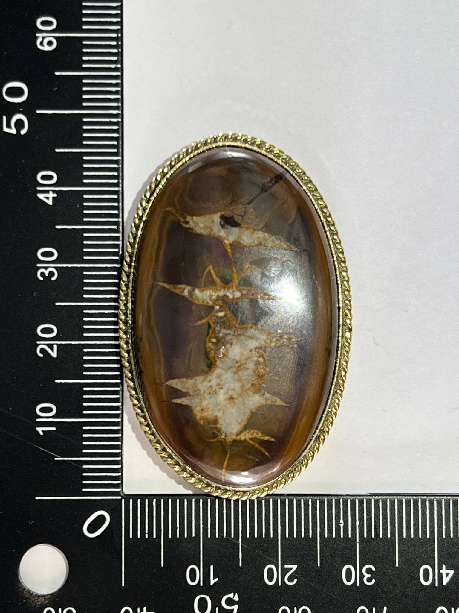 Septaria Noire sertie doré n°D3 (4,6cm x 3cm) - Solyluna Macramé