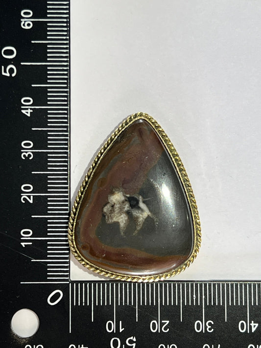 Septaria Noire sertie doré n°D4 (3,9cm x 3cm) - Solyluna Macramé