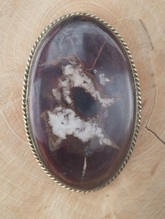 Septaria Noire sertie doré n°D4 (5,4cm x 3,6cm) - Solyluna Macramé