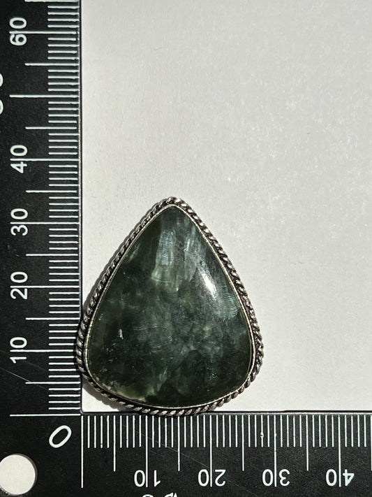 Séraphinite sertie argenté n°A2 (3,4cm x 2,9cm) - Solyluna Macramé