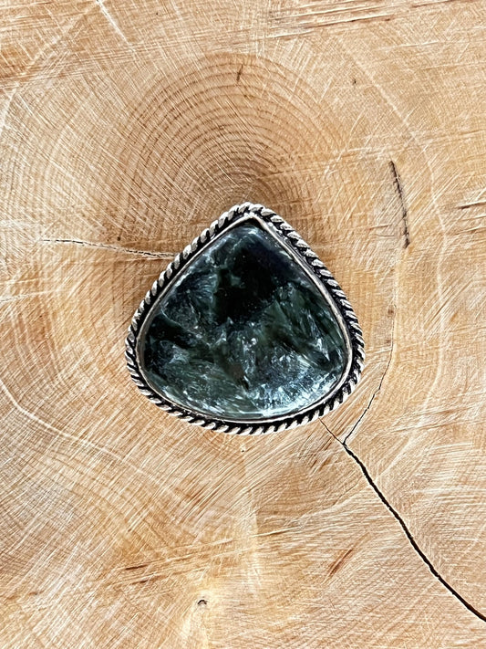 Séraphinite sertie argenté n°A1 (2,6cm x 2,5cm) - Solyluna Macramé
