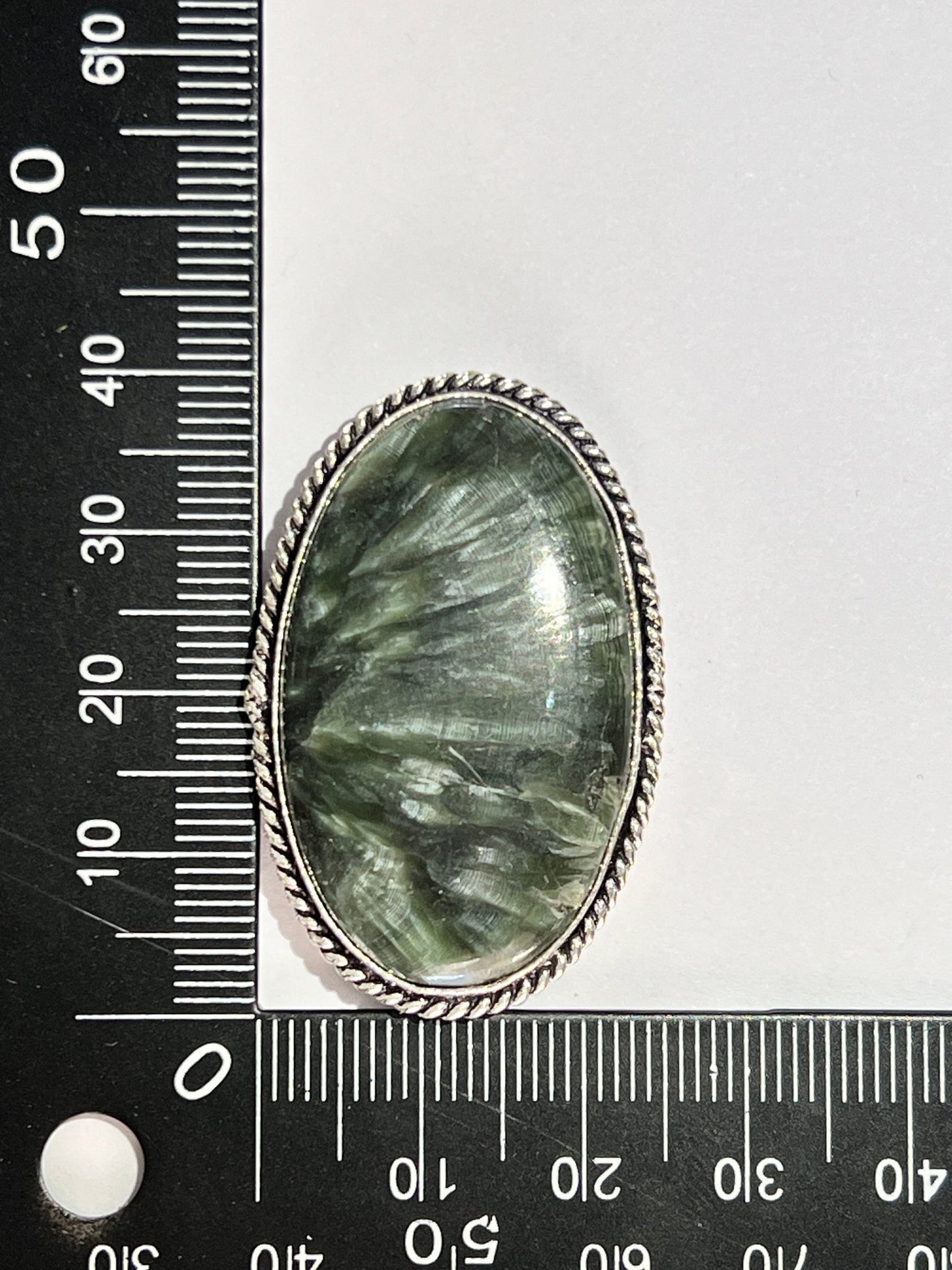 Séraphinite sertie argenté n°A2 (3,9cm x 2,5cm) - Solyluna Macramé