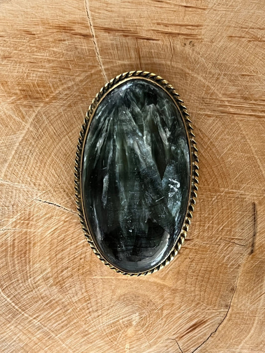Séraphinite sertie doré n°D2 (3,8cm x 2,4cm) - Solyluna Macramé