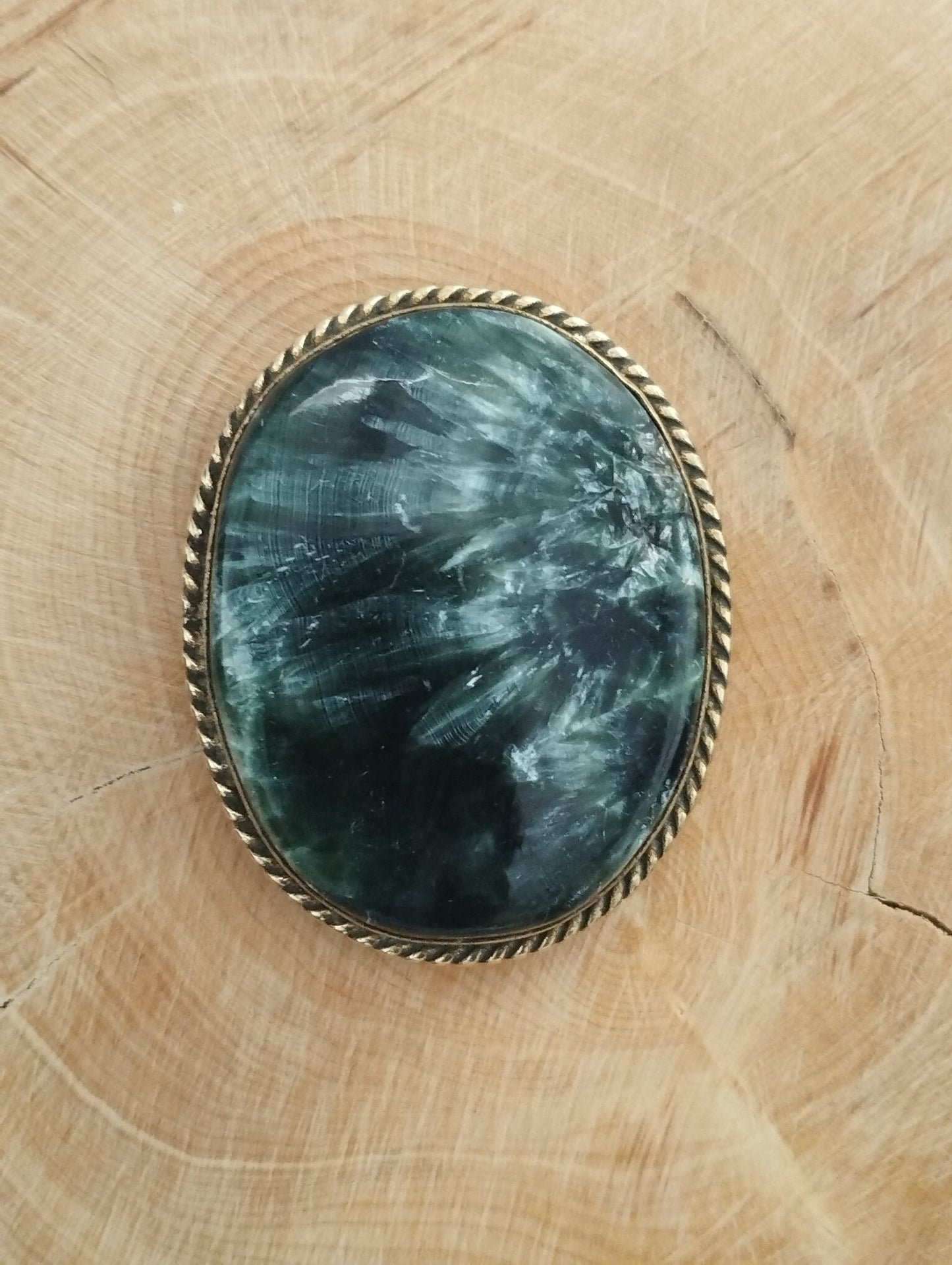 Séraphinite sertie doré n°D4 (3,5cm x 2,8cm) - Solyluna Macramé