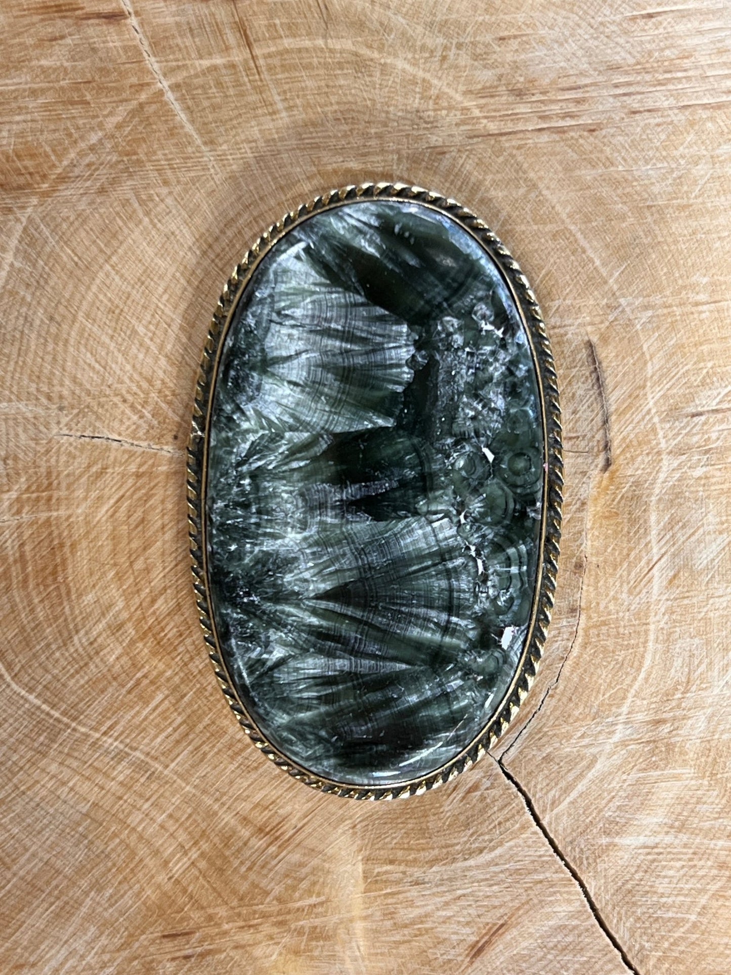 Séraphinite sertie doré n°D4 (4,7cm x 2,9cm) - Solyluna Macramé
