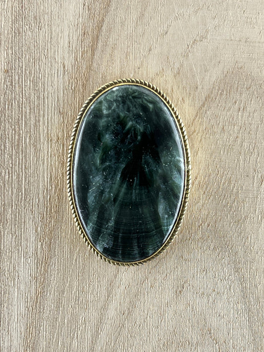 Séraphinite sertie doré n°D5 (4,2cm x 2,7cm) - Solyluna Macramé