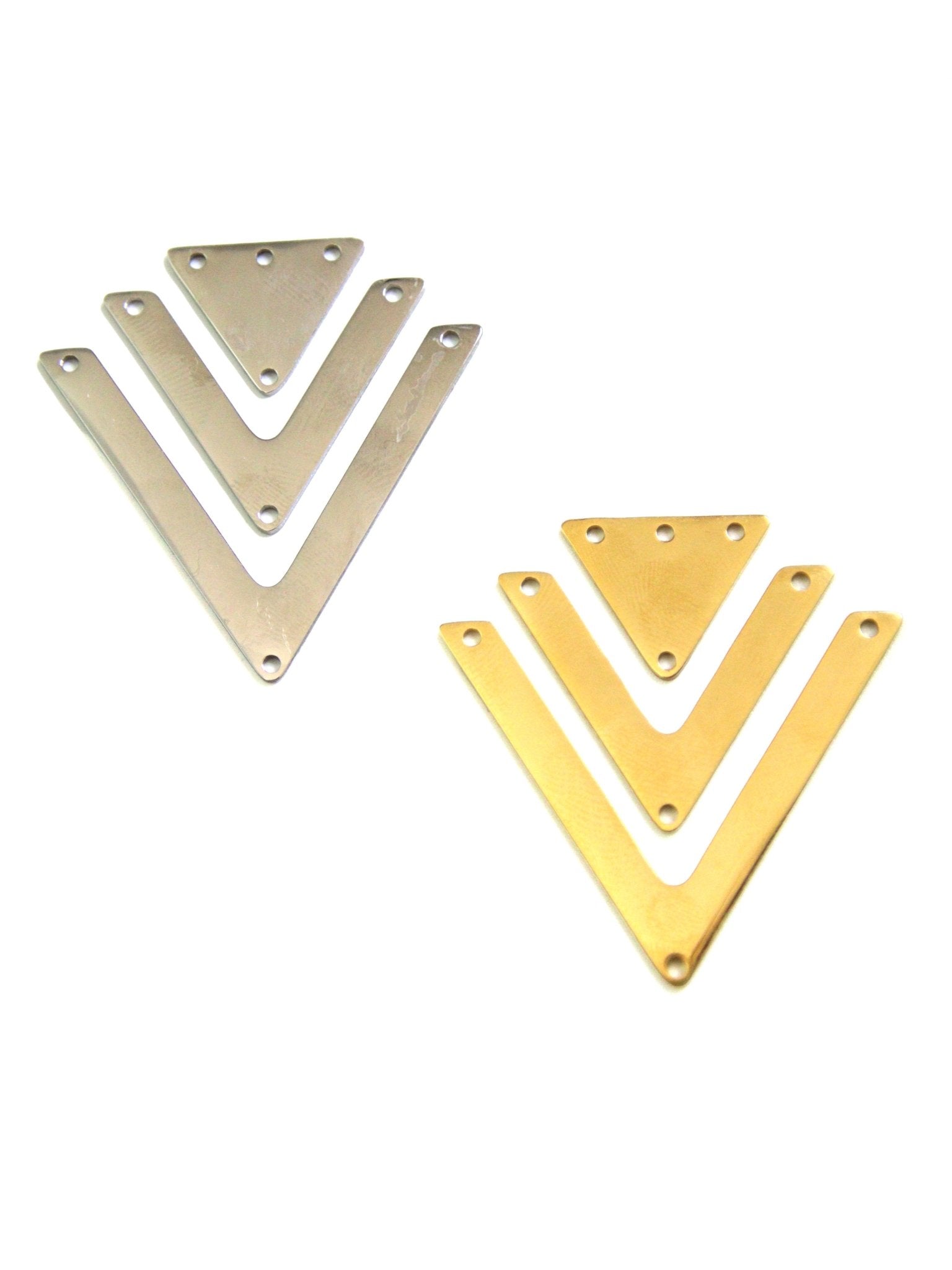 Set Connecteur 3 Triangles Acier Inox Doré 18K ou Acier - Solyluna Macramé