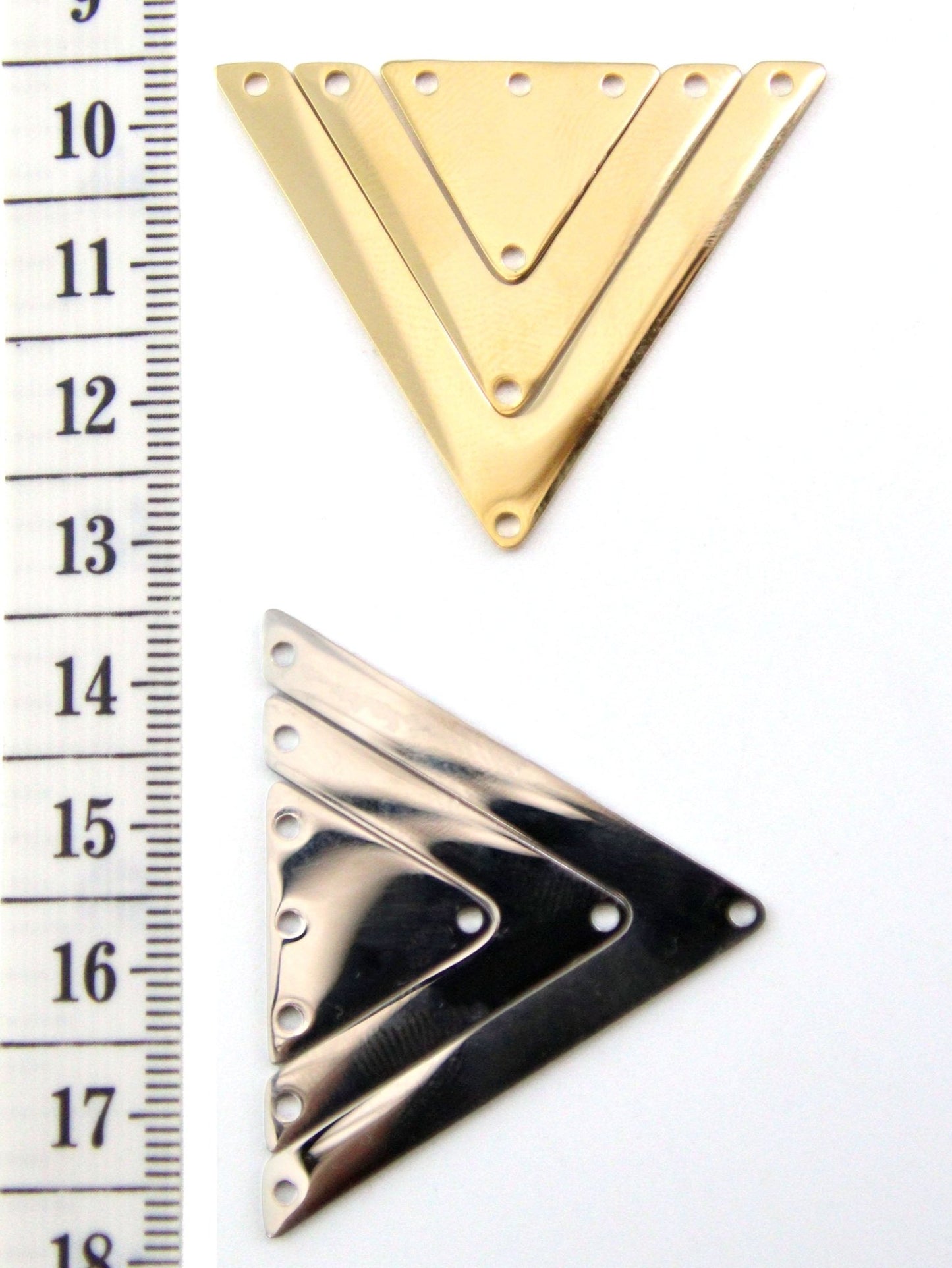 Set Connecteur 3 Triangles Acier Inox Doré 18K ou Acier - Solyluna Macramé