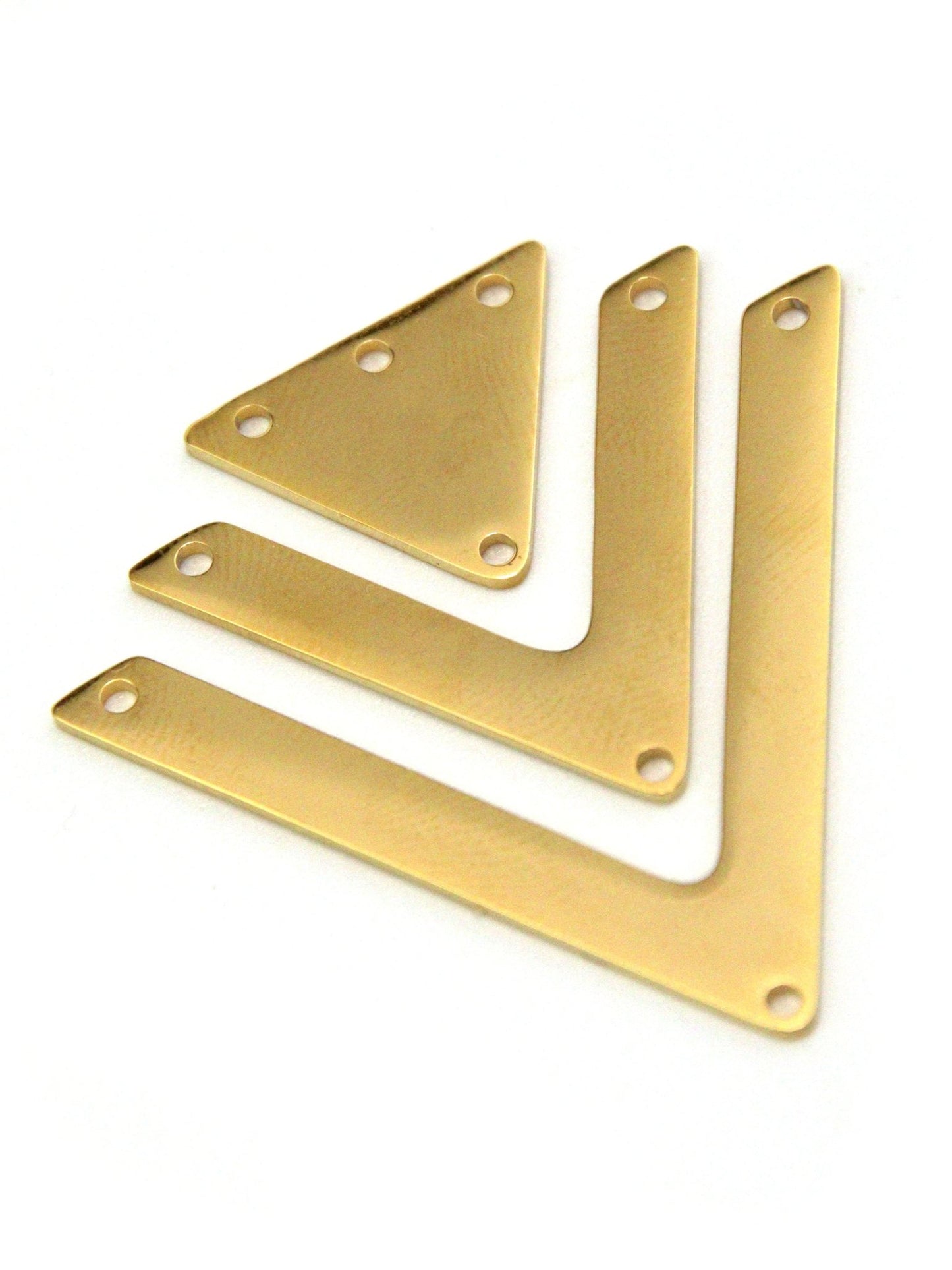 Set Connecteur 3 Triangles Acier Inox Doré 18K ou Acier - Solyluna Macramé