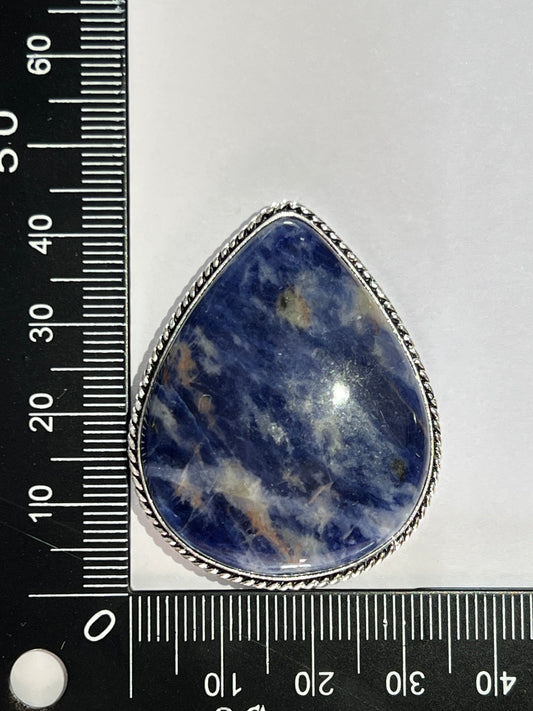 Sodalite argenté sertie n°A4 (4,3cm x 3,5cm) - Solyluna Macramé