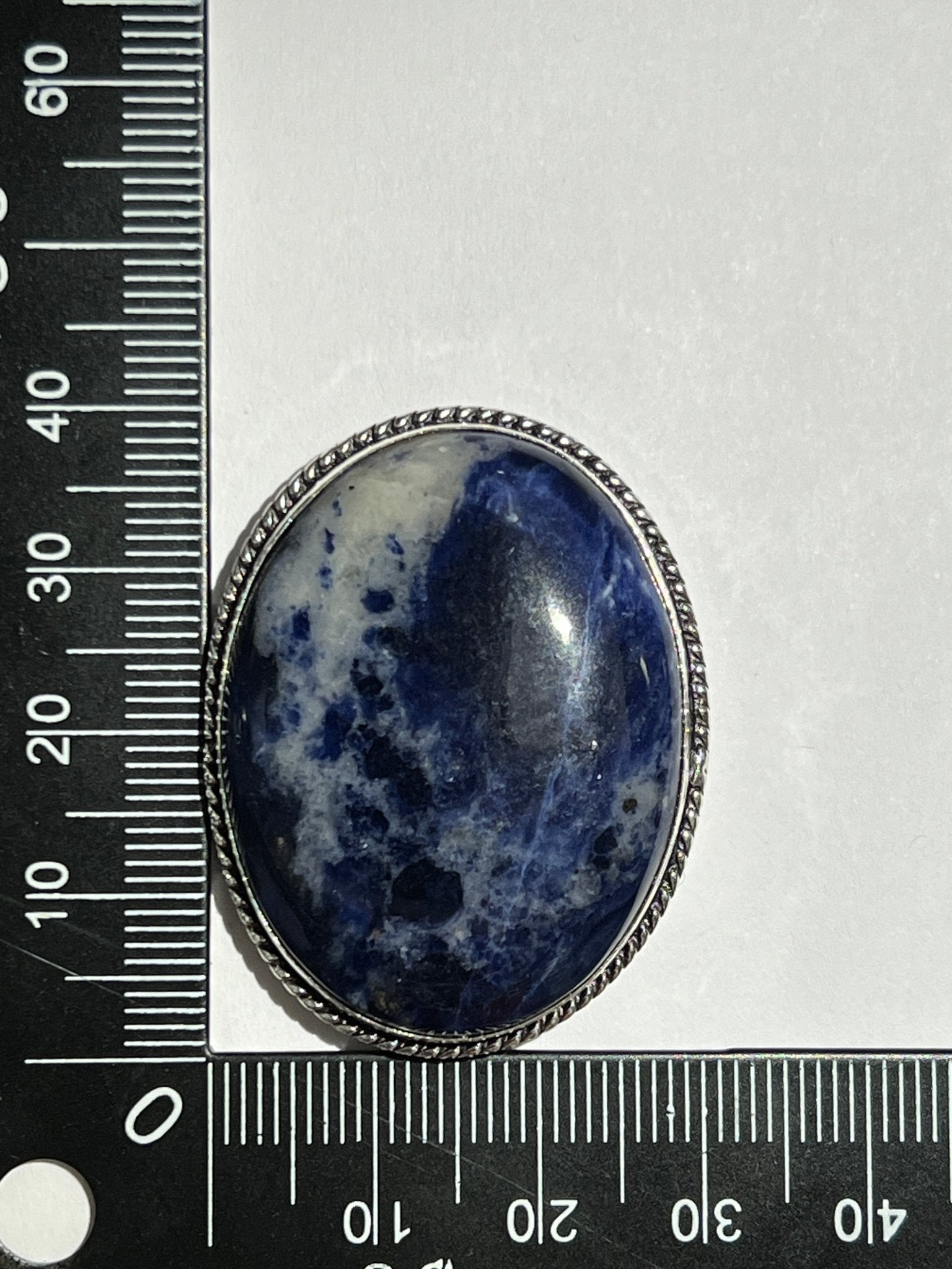 Sodalite sertie argenté n°A2 (3,9cm x 3,1cm) - Solyluna Macramé