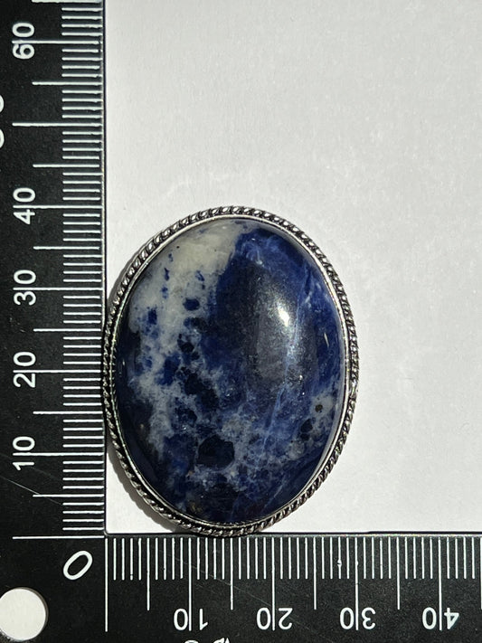 Sodalite sertie argenté n°A2 (3,9cm x 3,1cm) - Solyluna Macramé