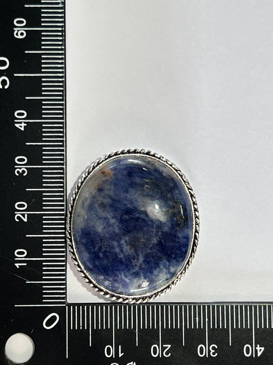 Sodalite sertie argenté n°A1 (3,3cm x 2,9cm) - Solyluna Macramé
