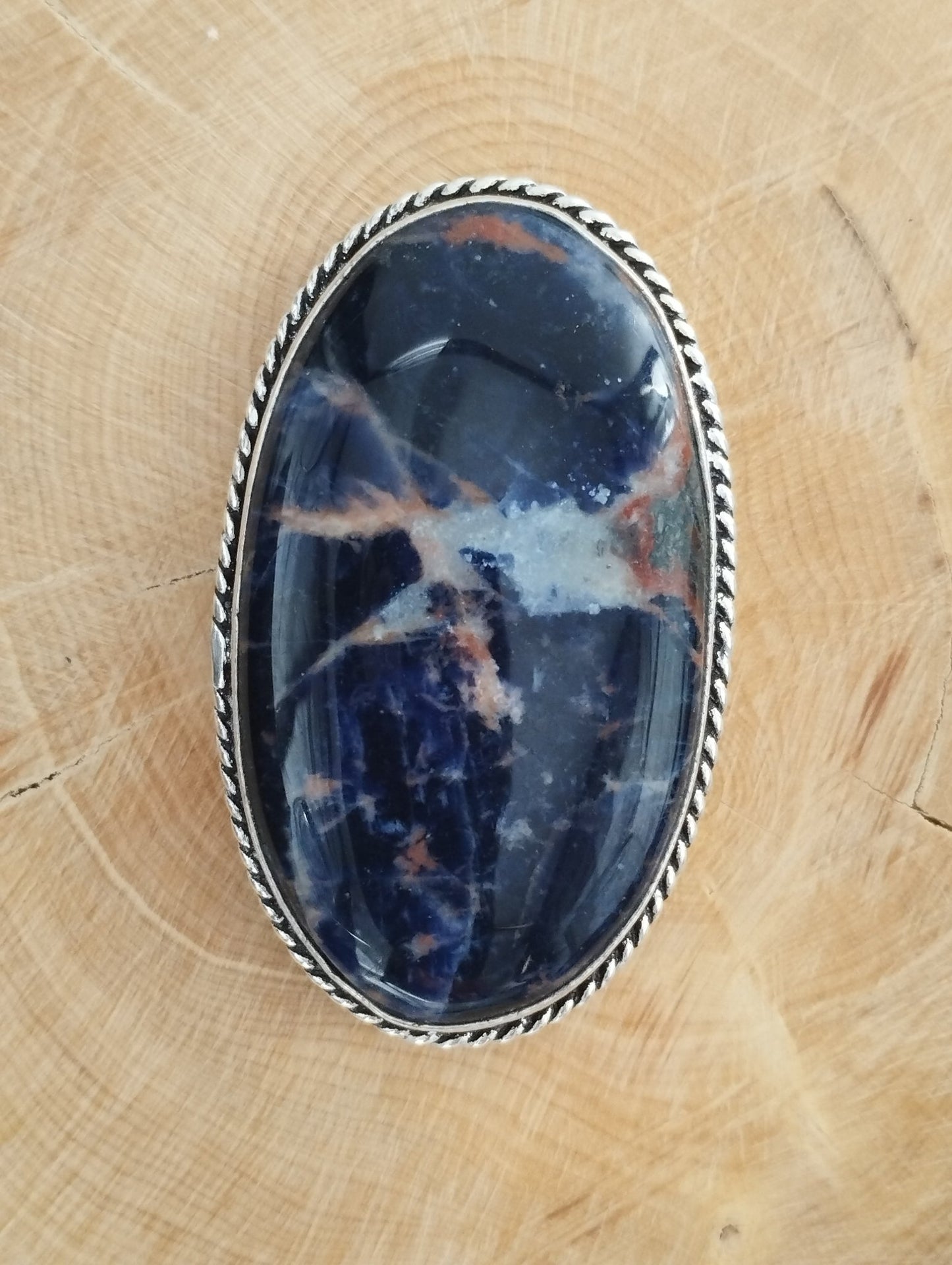 Sodalite sertie argenté n°A1 (4,5cm x 2,7cm) - Solyluna Macramé