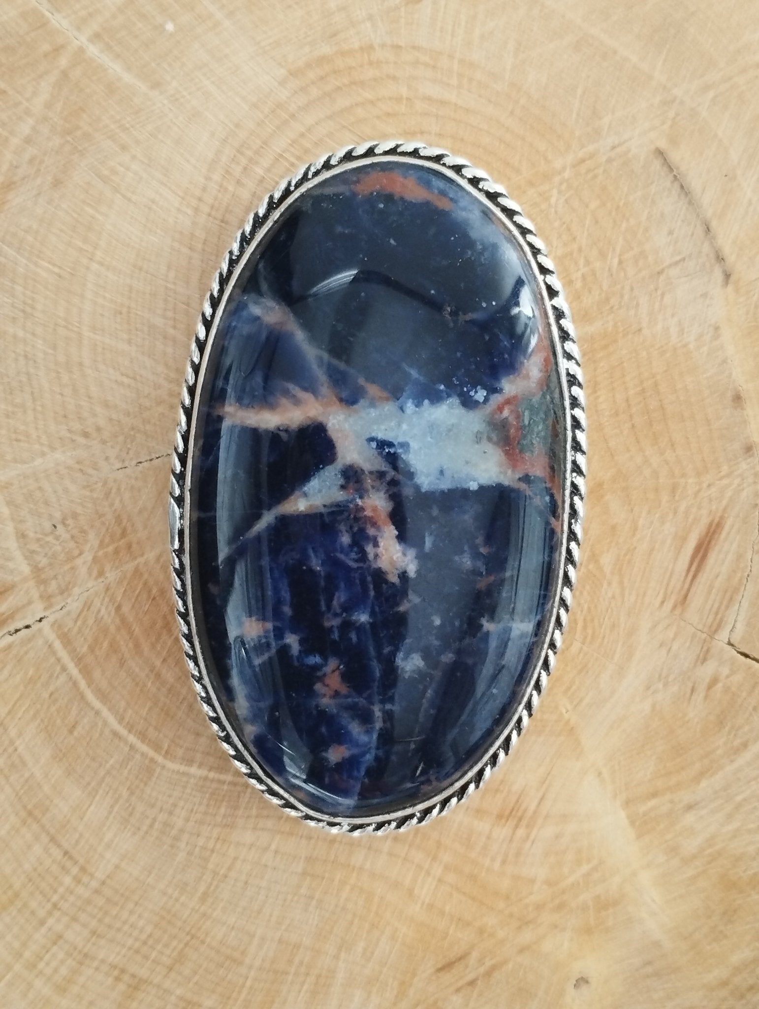 Sodalite sertie argenté n°A1 (4,5cm x 2,7cm) - Solyluna Macramé