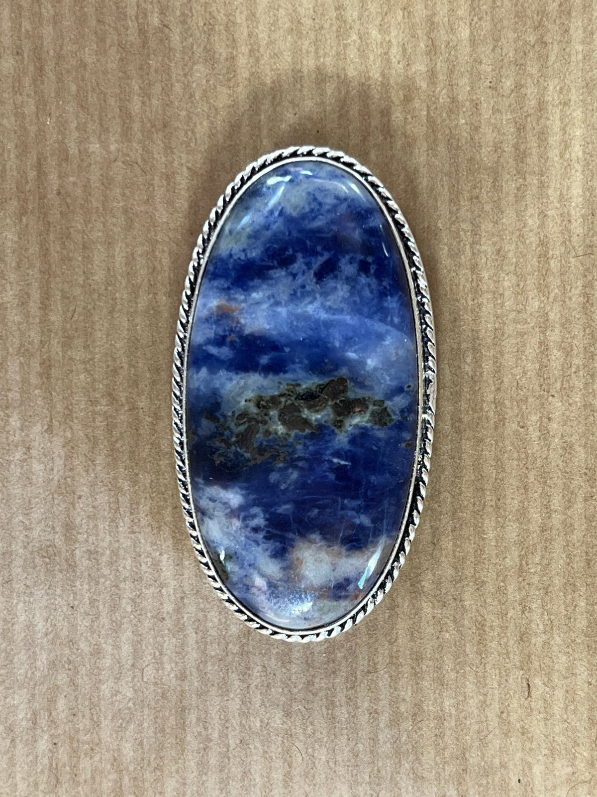 Sodalite sertie argenté n°A1 (4,7cm x 2,6cm) - Solyluna Macramé