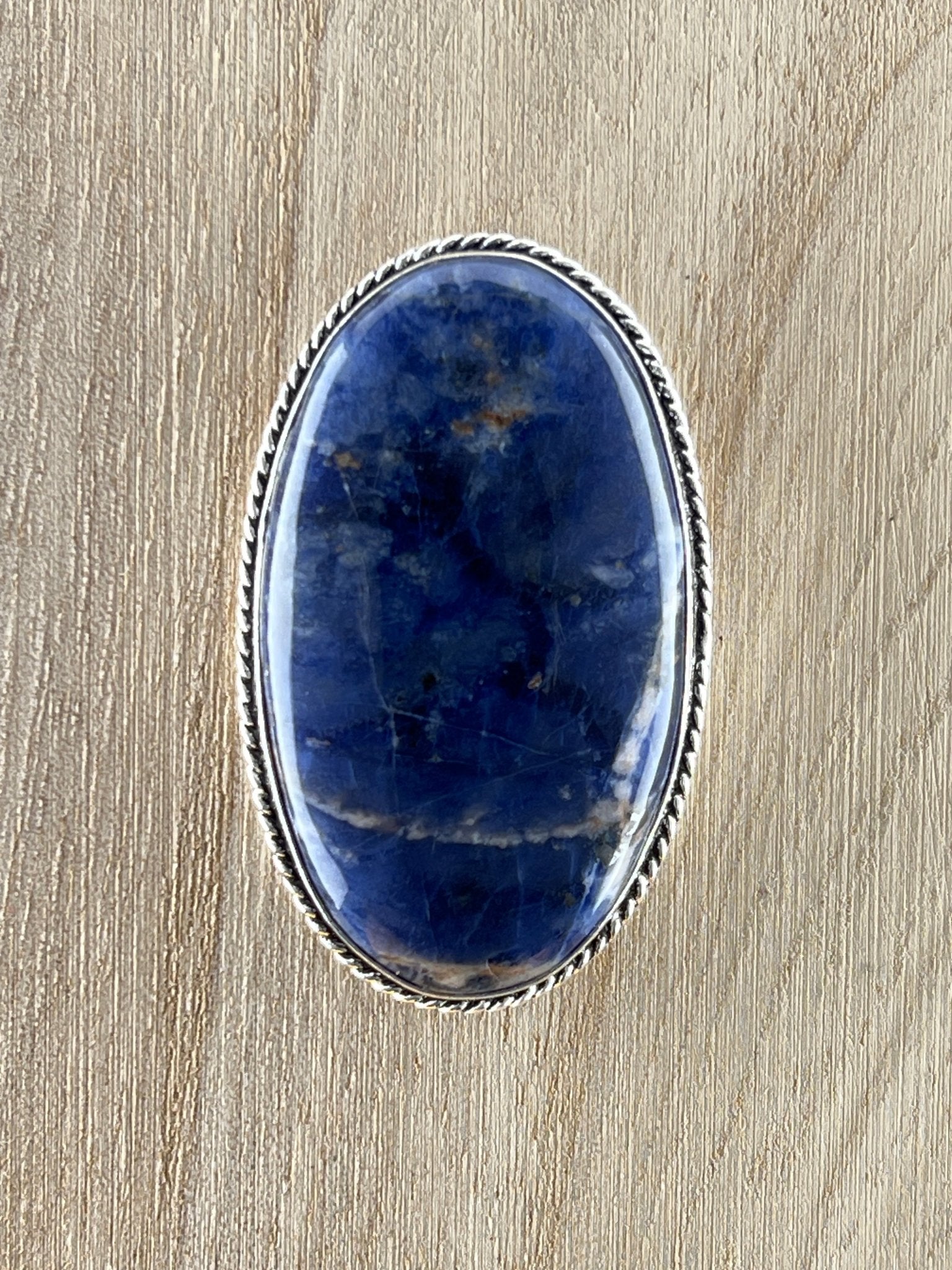 Sodalite sertie argenté n°A3 (4,89 cm x 2,97 cm) - Solyluna Macramé